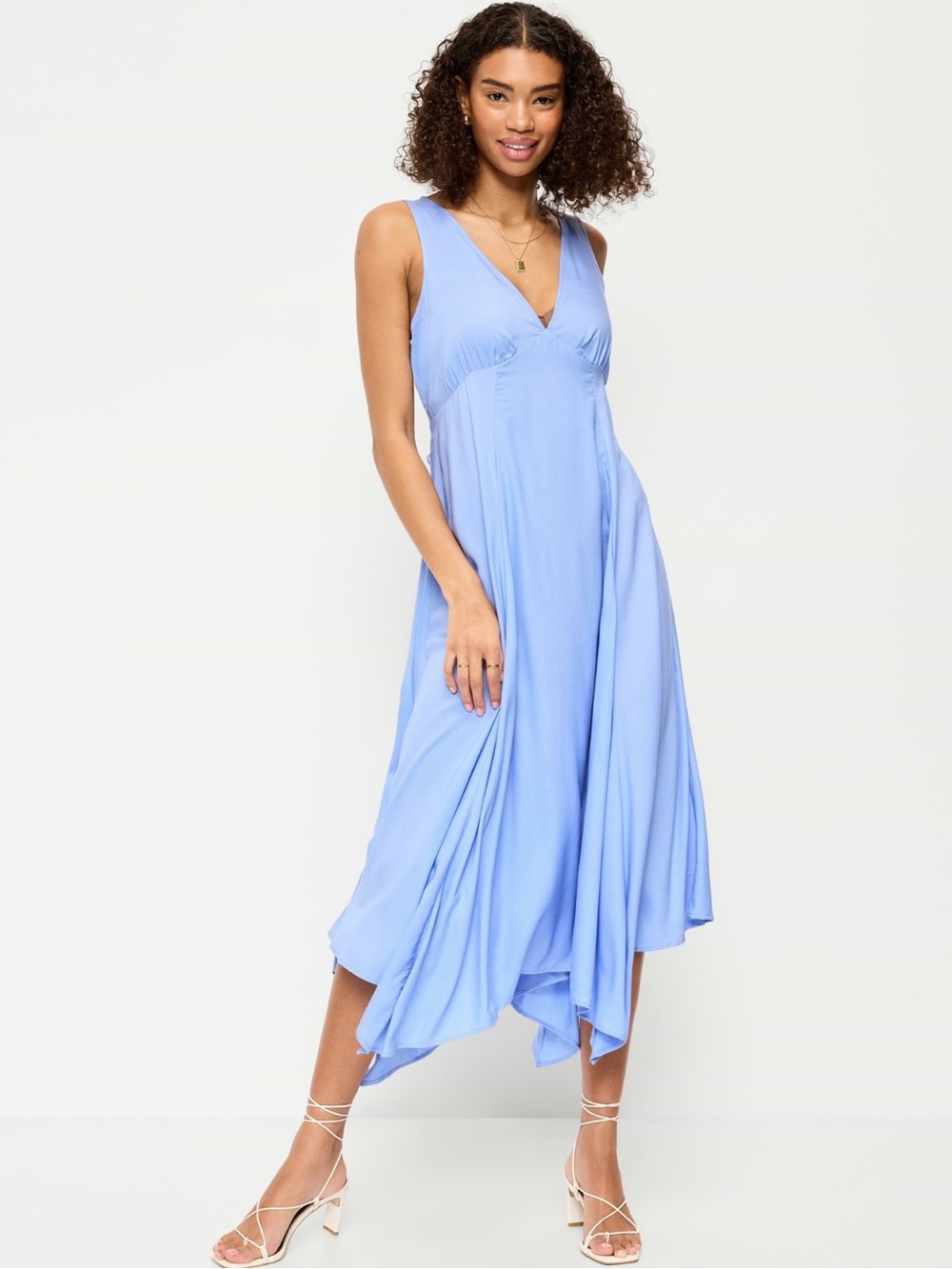 NWT Old Navy Cornflower Blue Handkerchief Hem Midi Dress XXL Tall